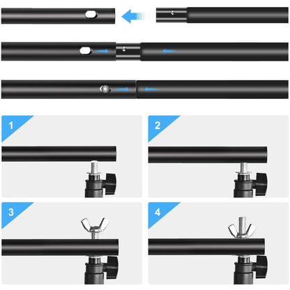 2 x 3m Photo Studio Background Support Stand Backdrop Crossbar Bracket(Black) - Support Stands by buy2fix | Online Shopping UK | buy2fix