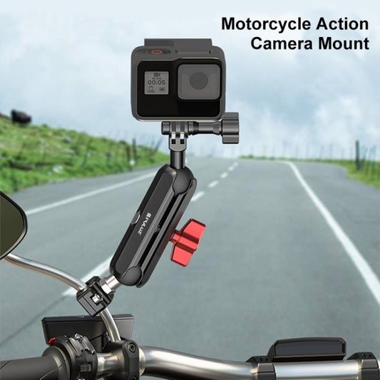 PULUZ Motorcycle Rearview Small Clamp CNC Metal Magic Arm Rod Mount (Black) - Bicycle Handlebar Mount by PULUZ | Online Shopping UK | buy2fix