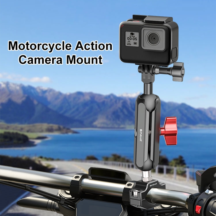 PULUZ Motorcycle Rearview Medium Clamp CNC Metal Magic Arm Rod Mount - Bicycle Handlebar Mount by PULUZ | Online Shopping UK | buy2fix
