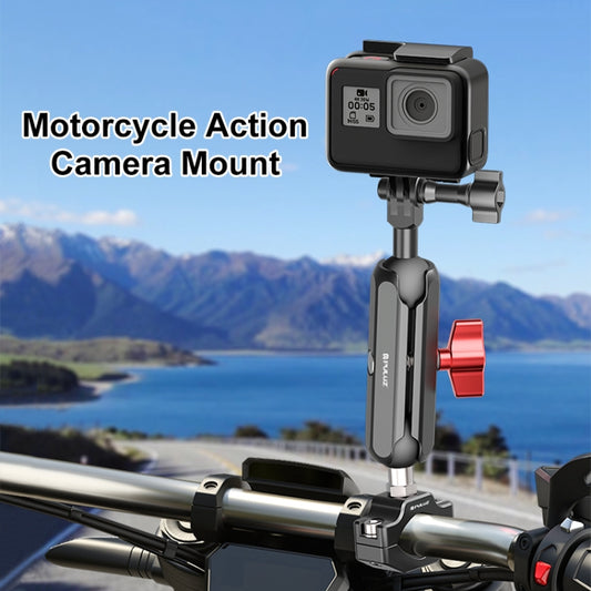 PULUZ Motorcycle Rearview Medium Clamp CNC Metal Magic Arm Rod Mount - Bicycle Handlebar Mount by PULUZ | Online Shopping UK | buy2fix