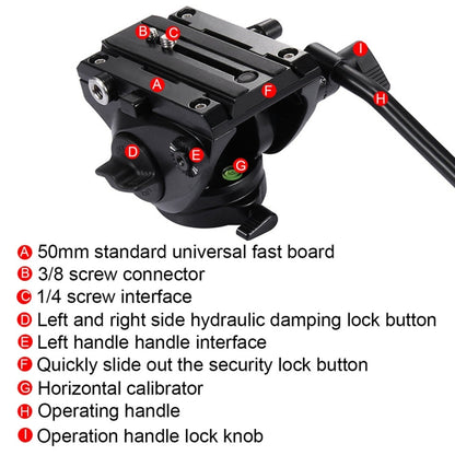 PULUZ  Heavy Duty Video Camera Tripod Action Fluid Drag Head with Sliding Plate for DSLR & SLR Cameras, Large Size(Black) - Tripod Heads by PULUZ | Online Shopping UK | buy2fix