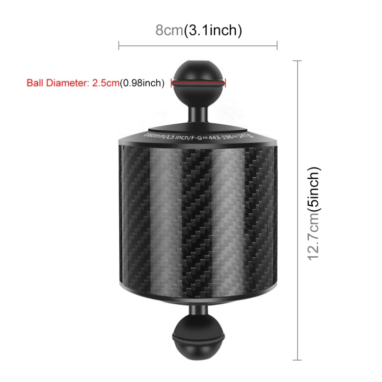 PULUZ 6.1 inch 15.5cm Length 80mm Diameter Dual Balls Carbon Fiber Floating Arm, Ball Diameter: 25mm, Buoyancy: 400g Phone by PULUZ