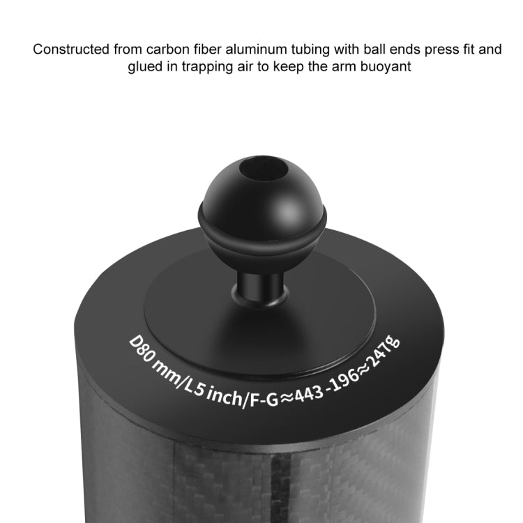 PULUZ 6.1 inch 15.5cm Length 80mm Diameter Dual Balls Carbon Fiber Floating Arm, Ball Diameter: 25mm, Buoyancy: 400g Phone by PULUZ