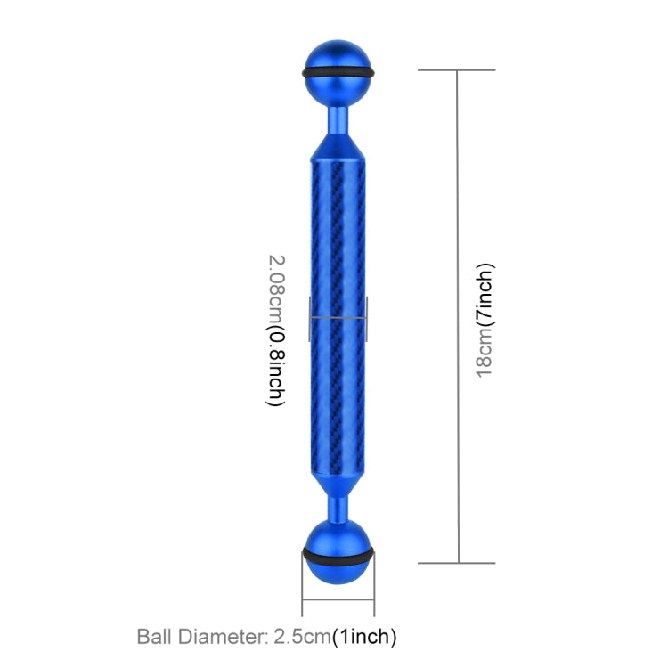 PULUZ 7 inch 18cm Length 20.8mm Diameter Dual Balls Carbon Fiber Floating Arm, Ball Diameter: 25mm(Blue) by PULUZ
