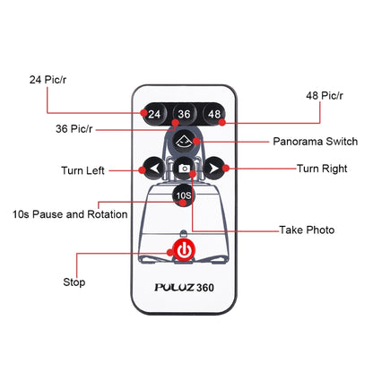 PULUZ Electronic 360 Degree Rotation Panoramic Head with Remote Controller for Smartphones, GoPro, DSLR Cameras(Red) - Tripod Heads by PULUZ | Online Shopping UK | buy2fix