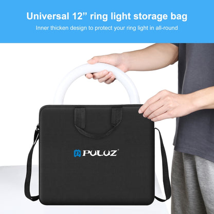 PULUZ 12 inch Ring LED Lights Portable Zipper Storage Bag Shoulder Handbags, Size: 38cm x 33cm x 3cm (Black) by PULUZ