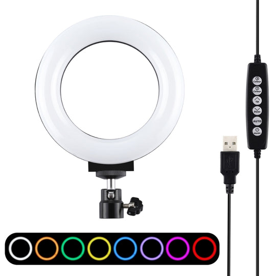 PULUZ 4,7 pouces 12 cm Surface incurvée USB 10 modes 8 couleurs RGBW Anneau LED à intensité variable Vlogging Photographie Vidéo Lumières avec trépied Rotule (Noir)