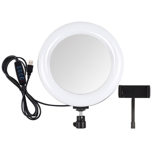 PULUZ 7.9 inch 20cm USB 3 Modes Dimmable Dual Color Temperature LED Curved Light Ring Vlogging Selfie Photography Video Lights with Mirror(Black) - Ring Light by PULUZ | Online Shopping UK | buy2fix