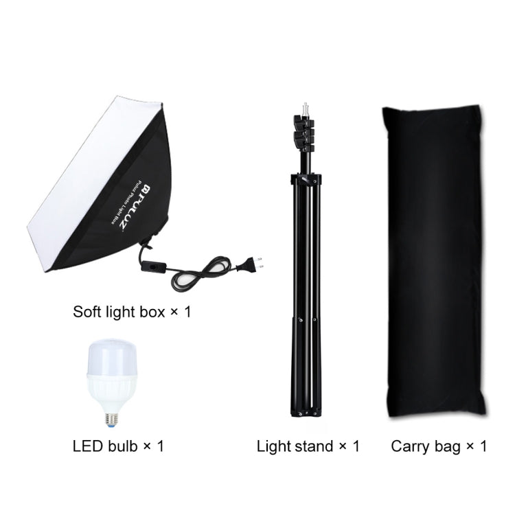 PULUZ 50x70cm Studio Softbox + 2m Tripod Mount + Single E27 30W 5700K White Light LED Bulb Photography Kit(EU Plug) - Stand Bracket by PULUZ | Online Shopping UK | buy2fix