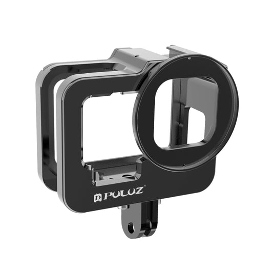 PULUZ for GoPro HERO13 Black /12 Black /11 Black /10 Black /9 Black Thicken Housing Shell CNC Aluminum Alloy Protective Cage with Insurance Frame & 52mm UV Lens(Black) - Metal Cases by PULUZ | Online Shopping UK | buy2fix