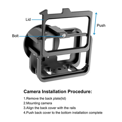 PULUZ for GoPro HERO13 Black /12 Black /11 Black /10 Black /9 Black Thicken Housing Shell CNC Aluminum Alloy Protective Cage with Insurance Frame & 52mm UV Lens(Black) by PULUZ