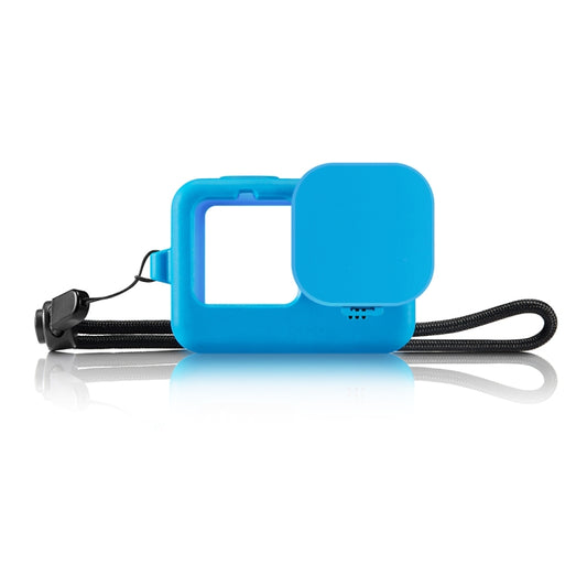 PULUZ for GoPro HERO12 Black /11 Black /10 Black /9 Black Silicone Protective Case Cover with Wrist Strap & Lens Cover(Blue) - Silicone Cases by PULUZ | Online Shopping UK | buy2fix