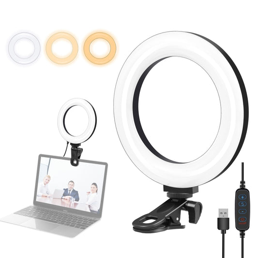 PULUZ 6.2 inch 16cm Ring Selfie Light 3 Modes USB Dimmable Dual Color Temperature LED Curved Vlogging Photography Video Lights with Monitor Clip Holder(Black) - Ring Light by PULUZ | Online Shopping UK | buy2fix