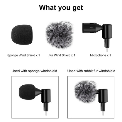 PULUZ 8PIN Jack Mobile Phone Omnidirectional Condenser Adjustable Microphone(Black) - Microphone by PULUZ | Online Shopping UK | buy2fix