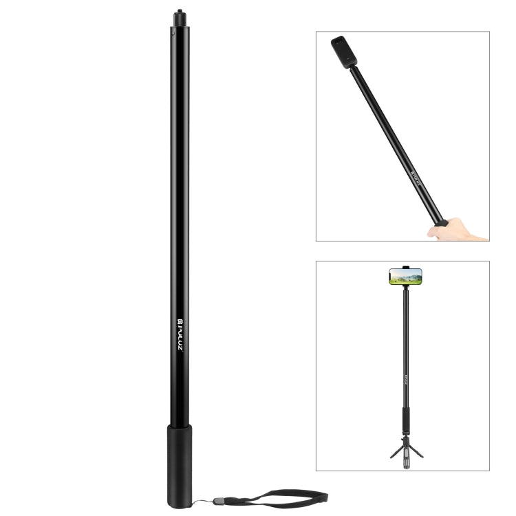 PULUZ 3m Metal Selfie Stick Monopod  for Insta360 One RS / X2 / X3 / X4 / DJI Osmo 360 (Black) - Self Monopod Grip by PULUZ | Online Shopping UK | buy2fix