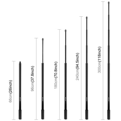 PULUZ 3m Metal Selfie Stick Monopod  for Insta360 One RS / X2 / X3 / X4 / DJI Osmo 360 (Black) - Self Monopod Grip by PULUZ | Online Shopping UK | buy2fix