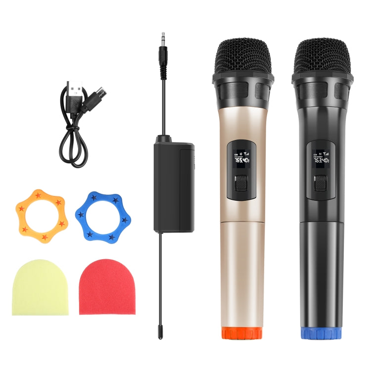 PULUZ 1 To 2 UHF Wireless Dynamic Microphones with LED Display, 3.5mm Transmitter - Microphone by PULUZ | Online Shopping UK | buy2fix