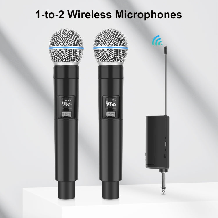 PULUZ 1 To 2 Wireless Microphones with LED Display, 6.35mm Transmitter (Black) - Microphone by PULUZ | Online Shopping UK | buy2fix