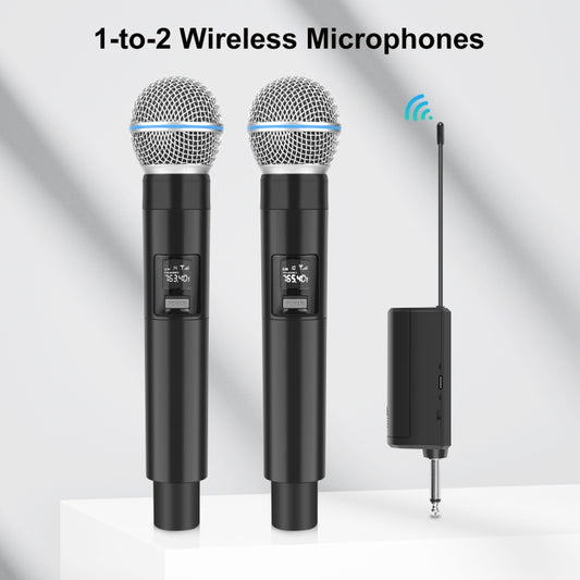 PULUZ 1 To 2 Wireless Microphones with LED Display, 6.35mm Transmitter (Black) - Microphone by PULUZ | Online Shopping UK | buy2fix