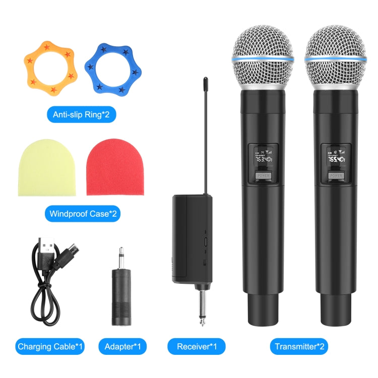 PULUZ 1 To 2 Wireless Microphones with LED Display, 6.35mm Transmitter (Black) - Microphone by PULUZ | Online Shopping UK | buy2fix