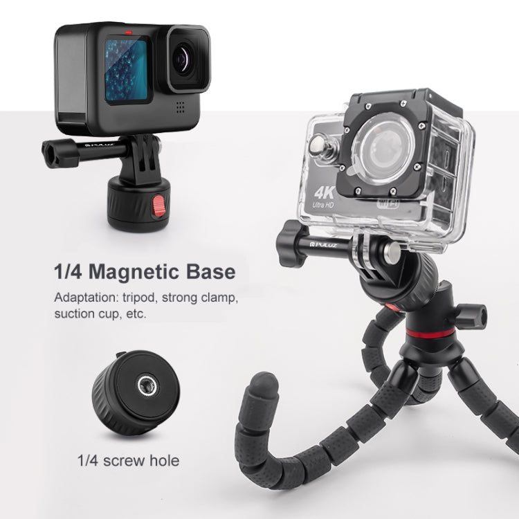 PULUZ Action Camera 1/4 inch Magnetic Base Adapter (Black) - Connection Mount by PULUZ | Online Shopping UK | buy2fix
