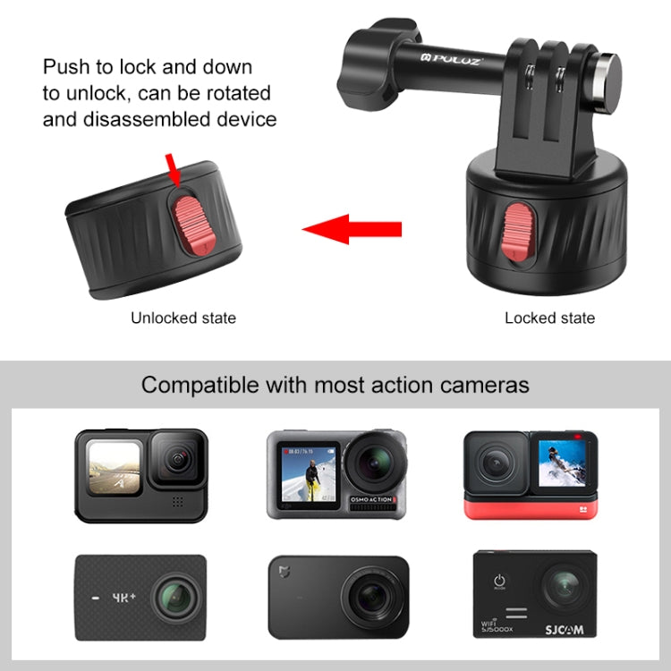 PULUZ Action Camera 1/4 inch Magnetic Base Adapter (Black) - Connection Mount by PULUZ | Online Shopping UK | buy2fix
