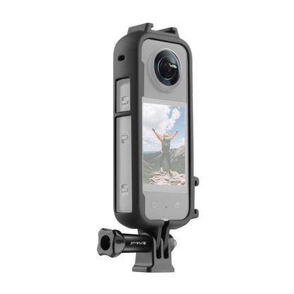 For Insta360 X3 PULUZ Cold Shoe PC Plastic Protective Frame with Adapter Mount & Screw(Black) - Mount & Holder by PULUZ | Online Shopping UK | buy2fix