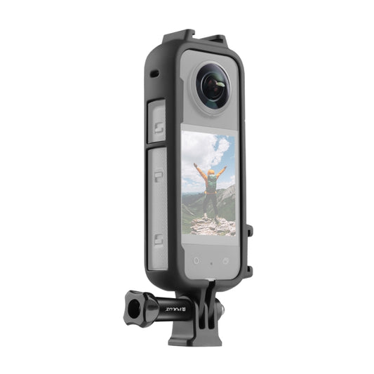 For Insta360 X3 PULUZ Cold Shoe PC Plastic Protective Frame with Adapter Mount & Screw(Black) - Mount & Holder by PULUZ | Online Shopping UK | buy2fix