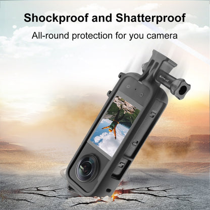For Insta360 X3 PULUZ Cold Shoe PC Plastic Protective Frame with Adapter Mount & Screw(Black) - Mount & Holder by PULUZ | Online Shopping UK | buy2fix