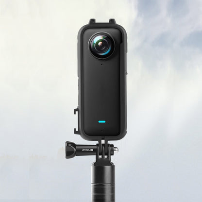For Insta360 X3 PULUZ Cold Shoe PC Plastic Protective Frame with Adapter Mount & Screw(Black) - Mount & Holder by PULUZ | Online Shopping UK | buy2fix