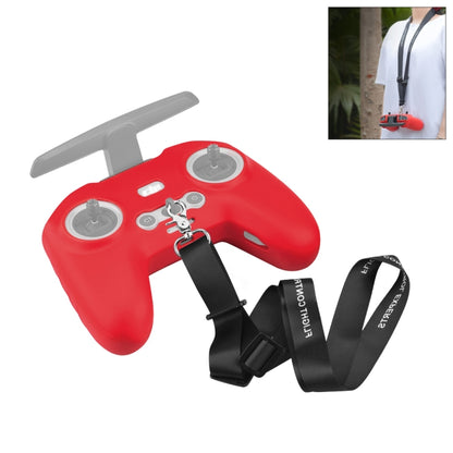 For DJI FPV Combo Remote Control PULUZ Silicone Protective Case with Neck Strap(Red) - Cases & Bags by PULUZ | Online Shopping UK | buy2fix