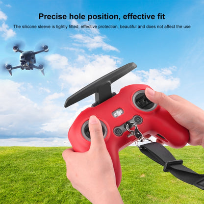 For DJI FPV Combo Remote Control PULUZ Silicone Protective Case with Neck Strap(Red) - Cases & Bags by PULUZ | Online Shopping UK | buy2fix