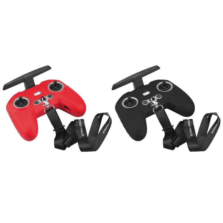 For DJI FPV Combo Remote Control PULUZ Silicone Protective Case with Neck Strap(Red) - Cases & Bags by PULUZ | Online Shopping UK | buy2fix