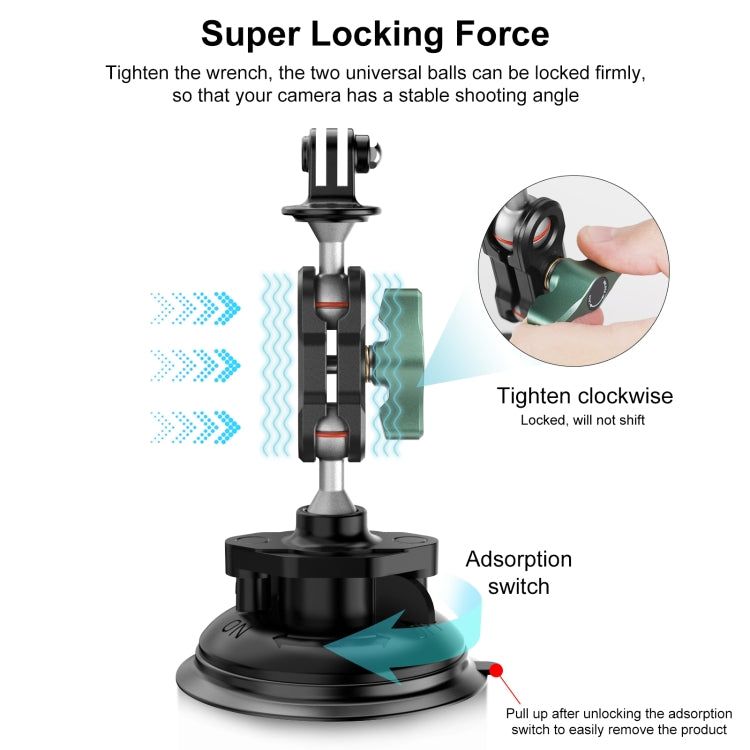 PULUZ Magic Arm Strong Suction Cup Aluminum Alloy Mount(Black) by PULUZ