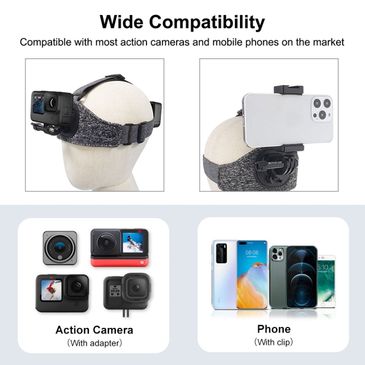 PULUZ Adjustable Head Strap Belt Mount with Phone Clamp & J Hook Mount & Long Screw by PULUZ
