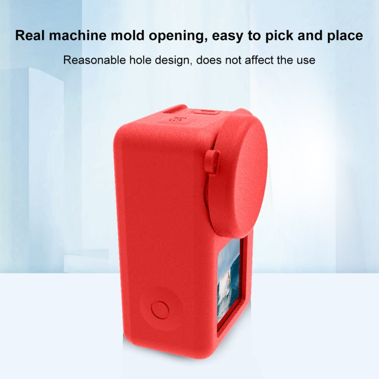 For DJI Osmo Action 5 Pro / 4 / 3  PULUZ Silicone Protective Case with Lens Cap (Red) - Case & Bags by PULUZ | Online Shopping UK | buy2fix