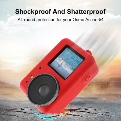 For DJI Osmo Action 5 Pro / 4 / 3  PULUZ Silicone Protective Case with Lens Cap (Red) - Case & Bags by PULUZ | Online Shopping UK | buy2fix