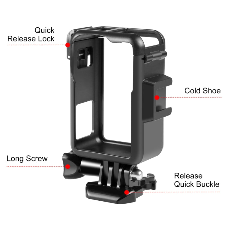 For DJI Osmo Action 5 Pro / 4 / 3 PULUZ Vertical Plastic Protective Frame Cage with Cold Shoes (Black) - Protection Frame by PULUZ | Online Shopping UK | buy2fix