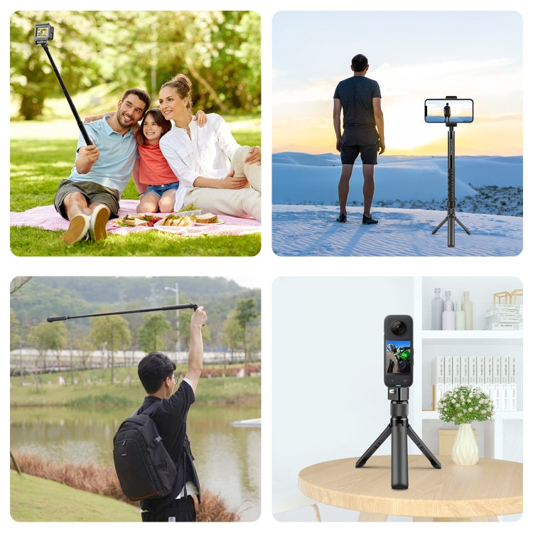 For Insta360 X3 / X4 / X5 / DJI Osmo 360 PULUZ Rotary Handle Desktop Tripod Stand 110cm Selfie Stick Monopod (Black) - Self Monopod Grip by PULUZ | Online Shopping UK | buy2fix