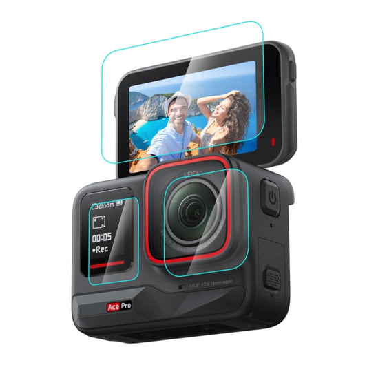 For Insta360 Ace Pro PULUZ 3 in 1 Rear & Front  Screen + Lens Tempered Glass Film (Transparent) - Protective Film & Stickers by PULUZ | Online Shopping UK | buy2fix