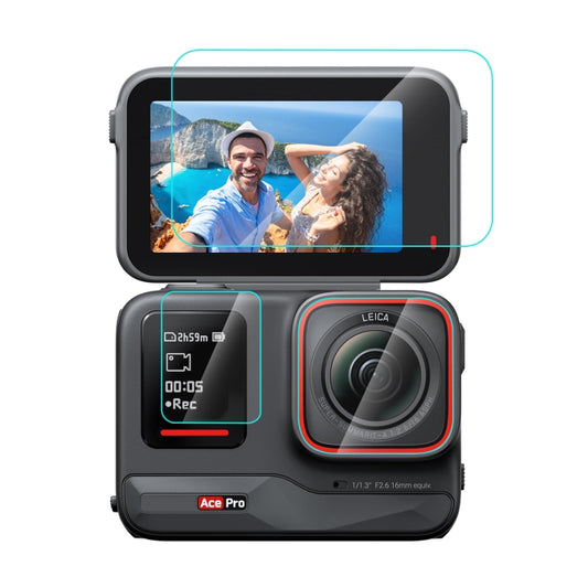 For Insta360 Ace Pro PULUZ 3 in 1 Rear & Front  Screen + Lens Tempered Glass Film (Transparent) - Protective Film & Stickers by PULUZ | Online Shopping UK | buy2fix