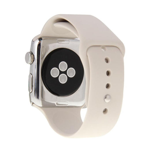 For Apple Watch Sport 38mm High-performance Longer Silicone Sport Watch Band with Pin-and-tuck Closure(Beige) - Watch Bands by buy2fix | Online Shopping UK | buy2fix