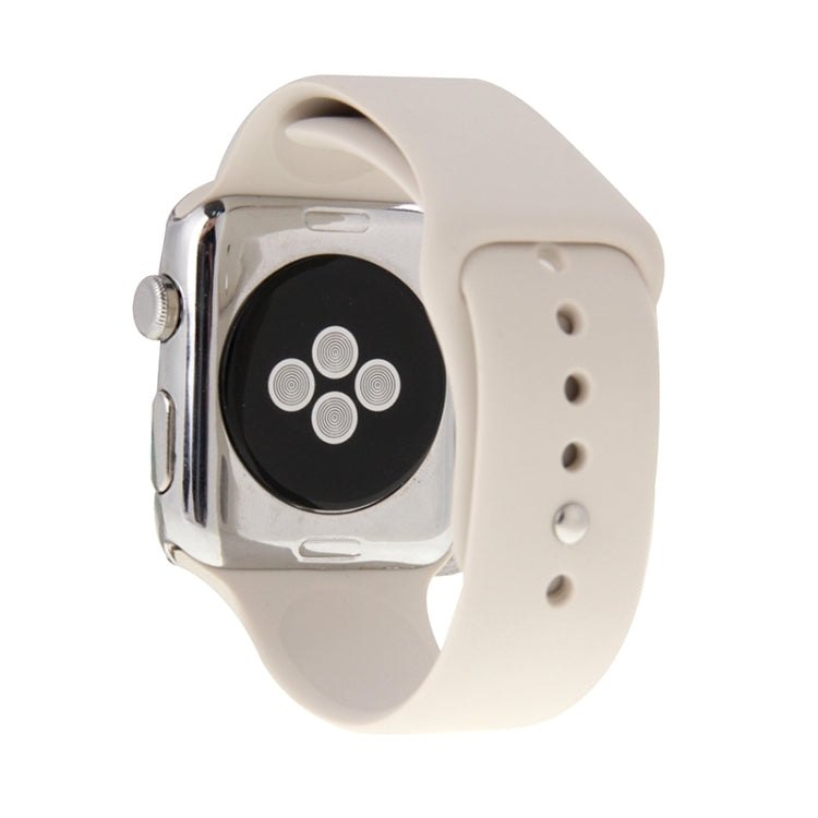 For Apple Watch Sport 38mm High-performance Longer Silicone Sport Watch Band with Pin-and-tuck Closure(Beige) - Watch Bands by buy2fix | Online Shopping UK | buy2fix