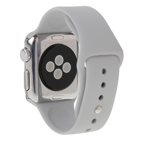 Pour Apple Watch Sport 38 mm Bracelet de montre de sport en silicone plus long haute performance avec fermeture à broche et à repli (argent)