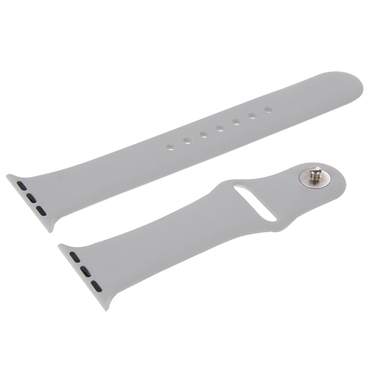 For Apple Watch Sport 38mm High-performance Longer Silicone Sport Watch Band with Pin-and-tuck Closure(Silver) - Watch Bands by buy2fix | Online Shopping UK | buy2fix