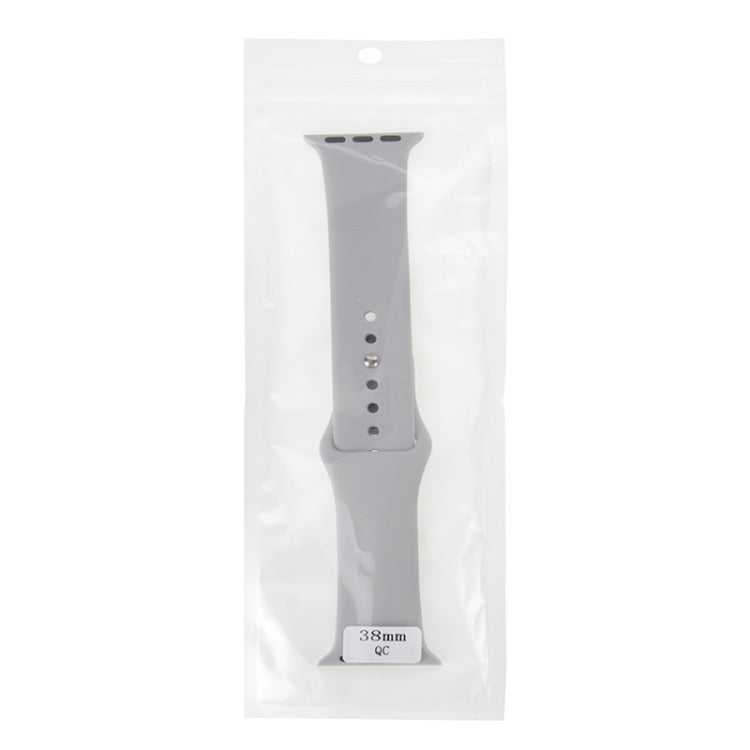 For Apple Watch Sport 38mm High-performance Longer Silicone Sport Watch Band with Pin-and-tuck Closure(Silver) - Watch Bands by buy2fix | Online Shopping UK | buy2fix