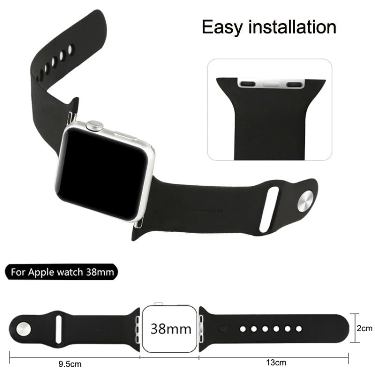 For Apple Watch Sport 38mm High-performance Longer Silicone Sport Watch Band with Pin-and-tuck Closure(Silver) - Watch Bands by buy2fix | Online Shopping UK | buy2fix