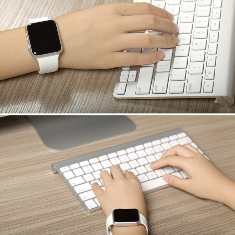 For Apple Watch Sport 38mm High-performance Longer Silicone Sport Watch Band with Pin-and-tuck Closure(Silver) - Watch Bands by buy2fix | Online Shopping UK | buy2fix