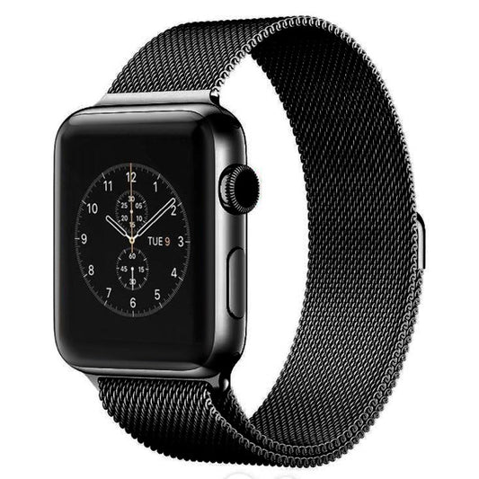 For Apple Watch 42mm Milanese Loop Magnetic Stainless Steel Watch Band(Black) - Watch Bands by buy2fix | Online Shopping UK | buy2fix