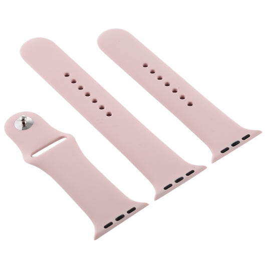 For Apple Watch Series 10 42mm / 9&8&7 41mm / SE 3&SE 2&6&SE&5&4 40mm / 3&2&1 38mm 3 in 1 Rubber Watch Band with Pin Buckle(Sand Pink) - Watch Bands by buy2fix | Online Shopping UK | buy2fix